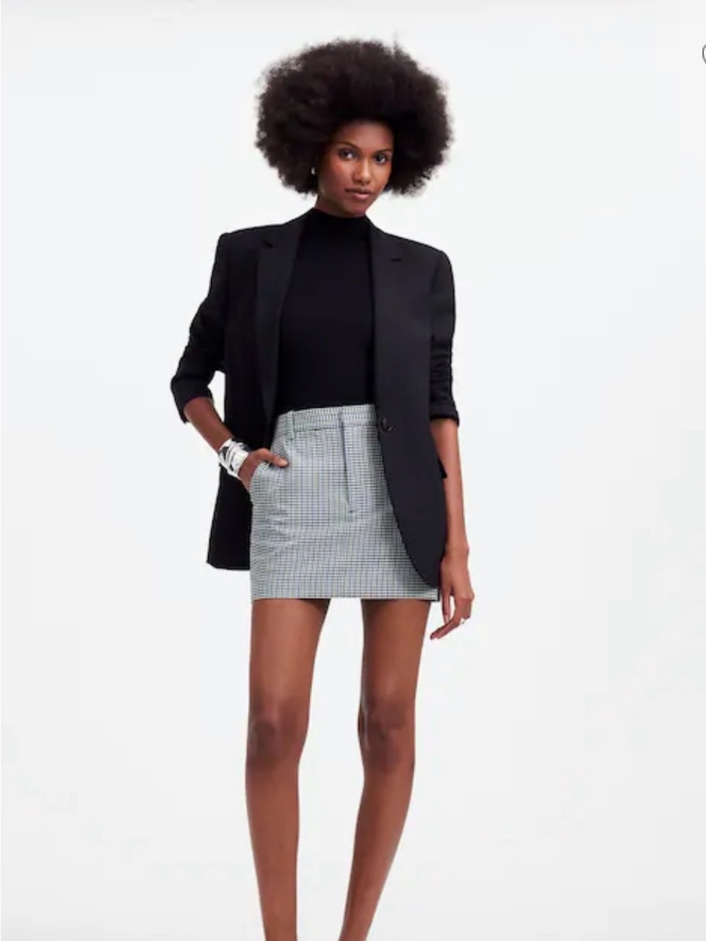 Madewell Plaid Suiting Mini Skirt Blue Black Gray NWT Size 10
